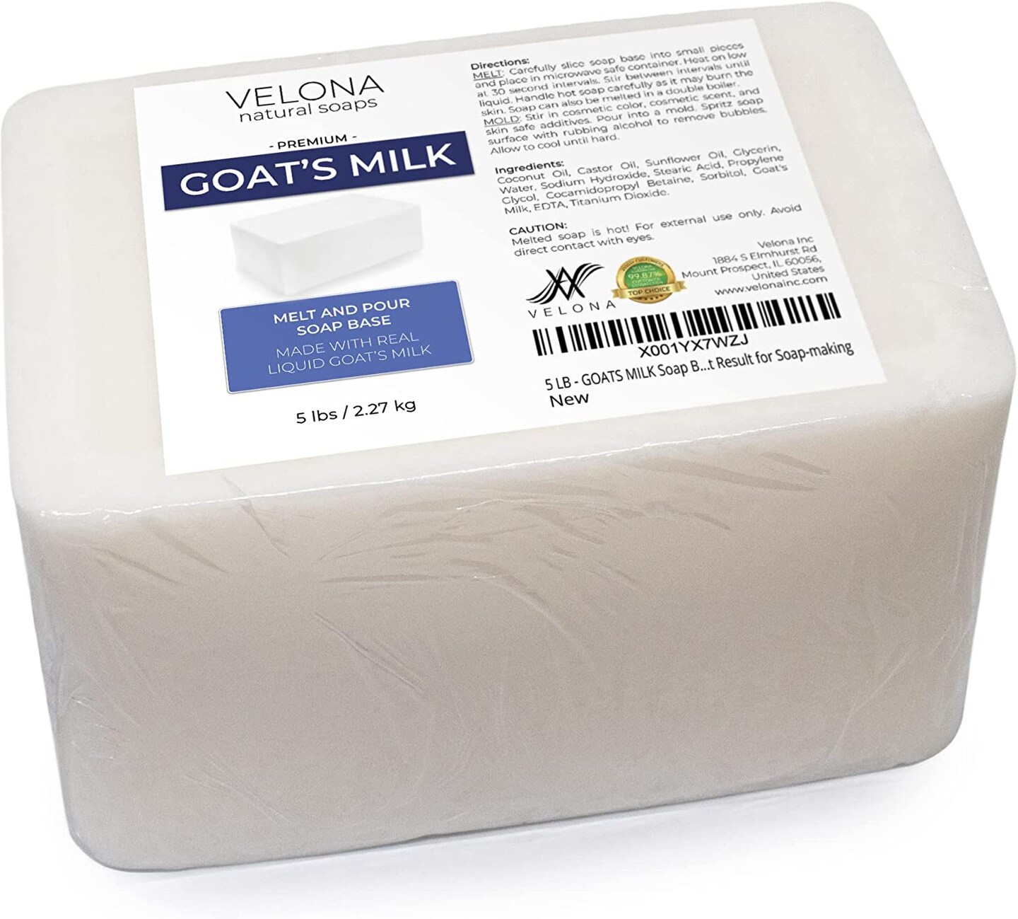 5 LB - GOATS MILK Soap Base by Velona | SLS/SLES free | Melt and Pour | Natural Bars For The Best Result for Soap-making&#x2026;