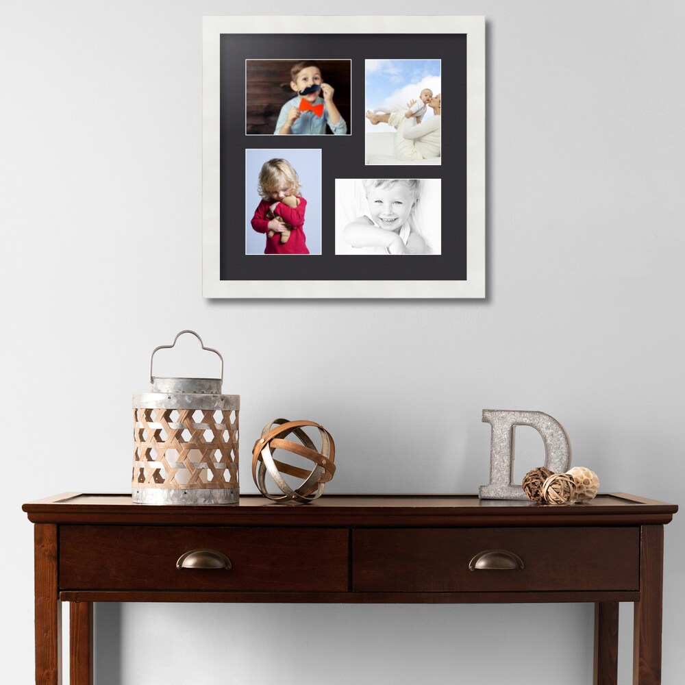 ArtToFrames Collage Photo Picture Frame with 4 - 5x7 inch Openings, Framed in White with Over 62 Mat Color Options and Plexi Glass (CSM-3966-179)