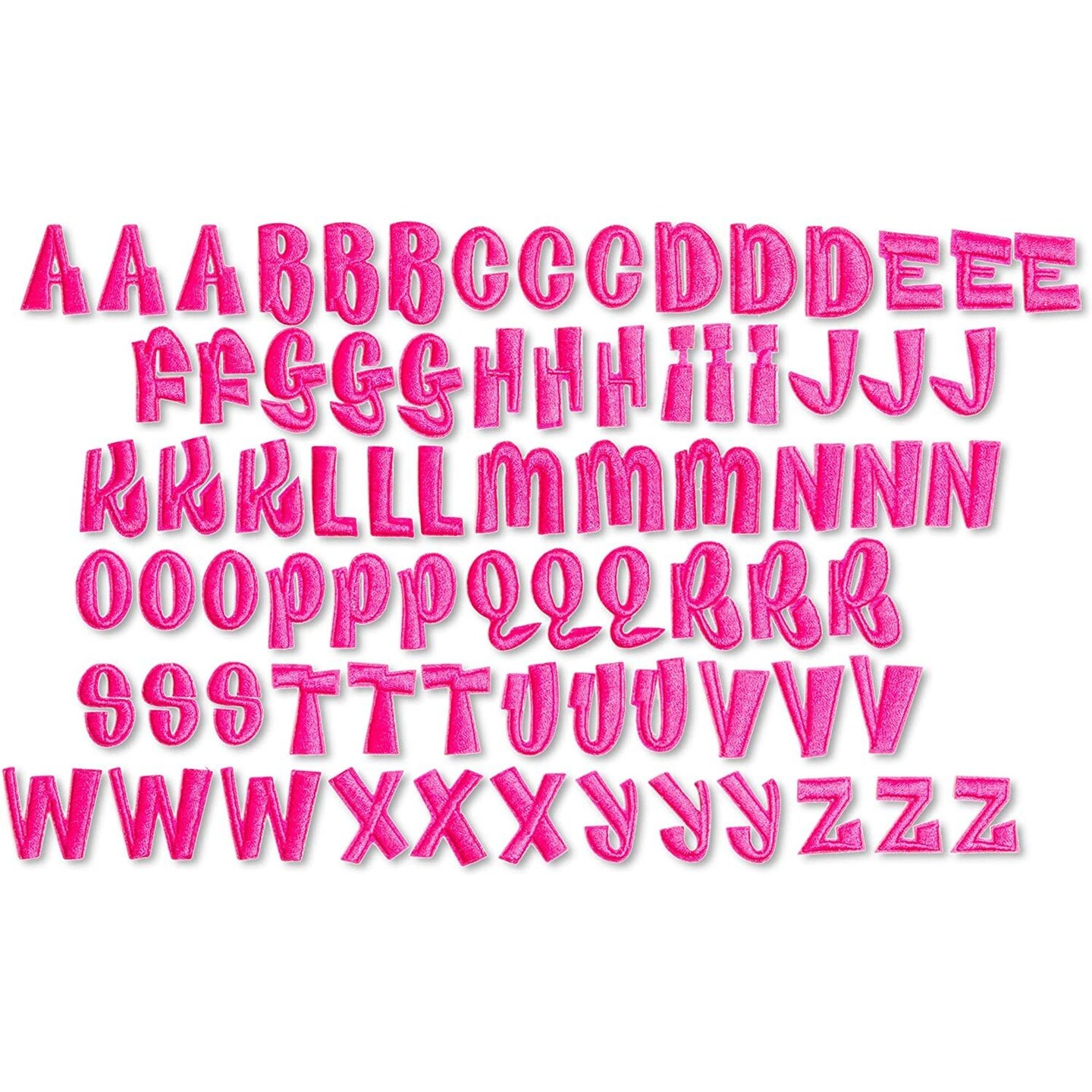  Pink Iron on Letters for Clothing,104 Pieces Iron on Patches  for Clothing,4 Set Letter Patches for Clothing,1.6” x 2”