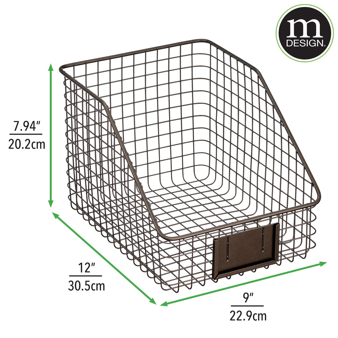 mDesign Slanted Front Kitchen Pantry Storage Organizer Basket - 4 Pack