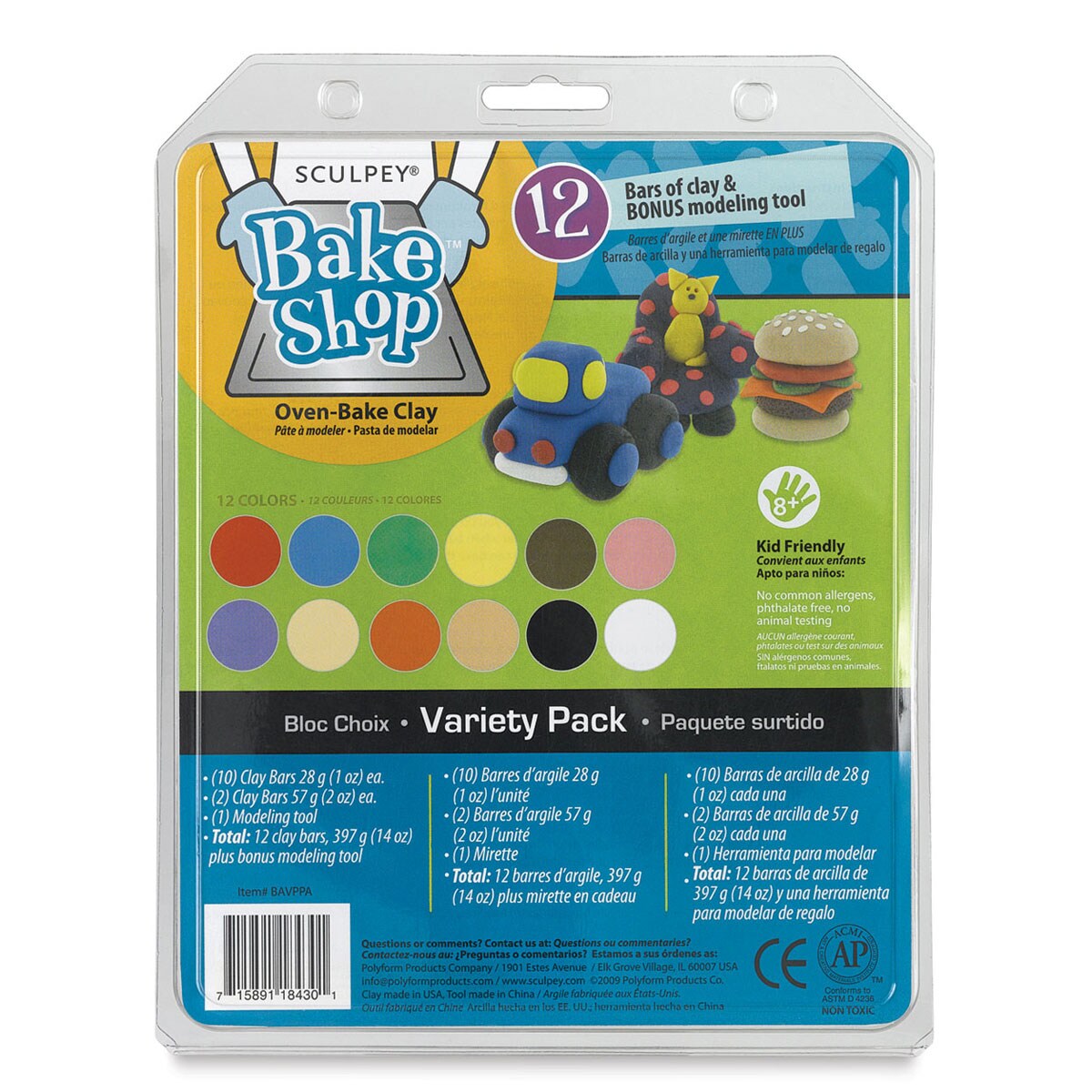 Sculpey Bake Shop Oven-Bake Clay Variety Pack - Set of 12