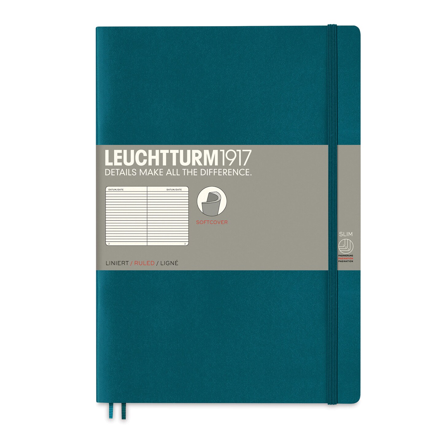 Leuchtturm1917 Ruled Softcover Notebook - Pacific Green, 5&#x22; x 7-1/2&#x22;