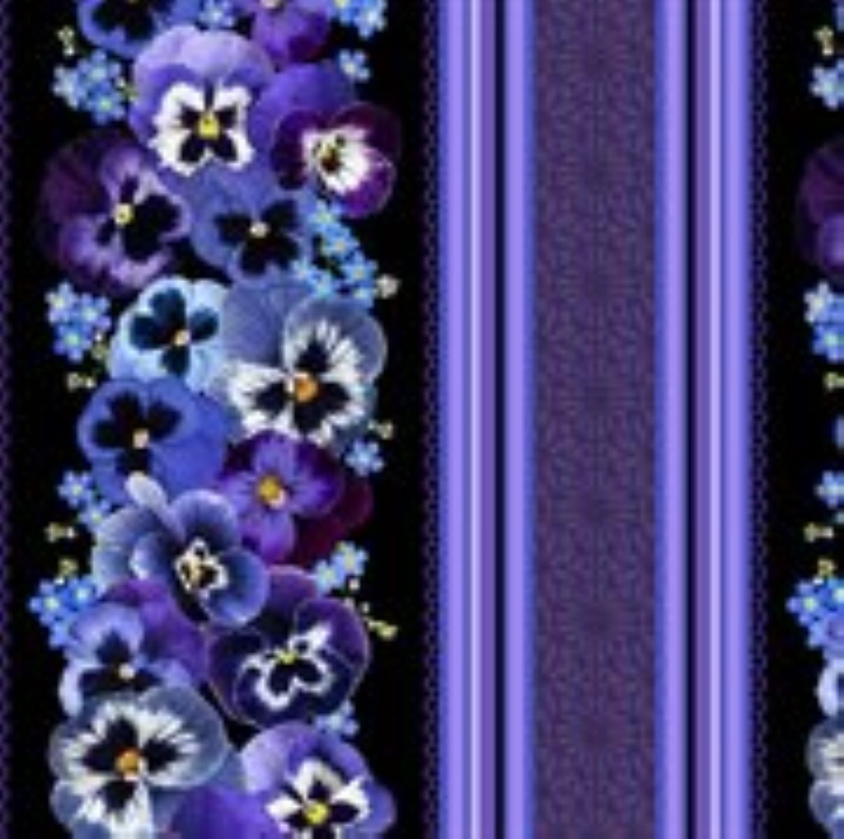 Timeless Treasures Pansy Paradise 11 Inch Stripe Fabric Black Cotton ...