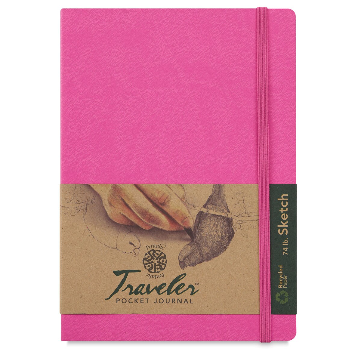 Pentalic Recycled Traveler's Sketchbook - 8-1/4" x 5-7/8", Pink