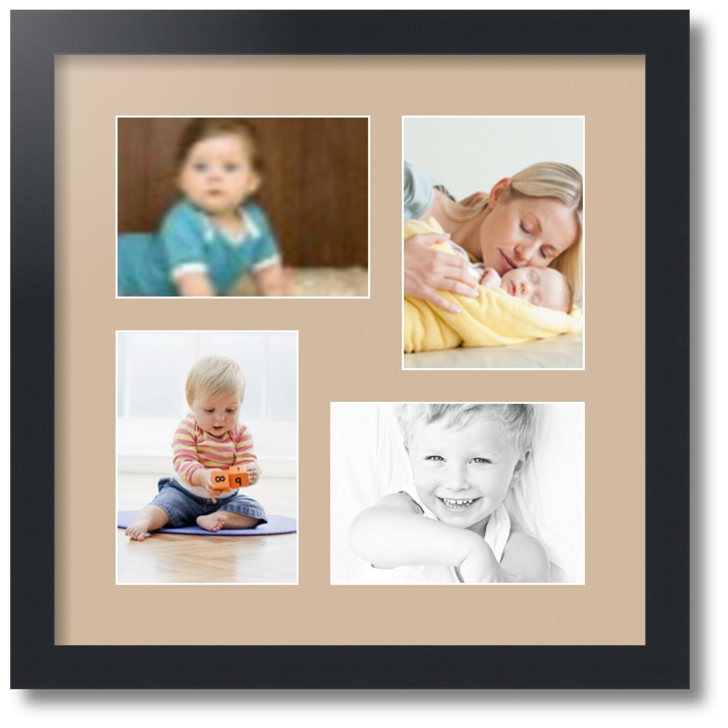 ArtToFrames Collage Photo Picture Frame with 4 - 5x7 inch Openings, Framed in Black with Over 62 Mat Color Options and Plexi Glass (CSM-3926-179)