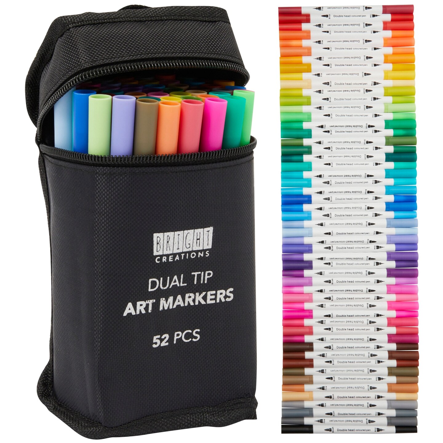 52 Pieces Dual Tip Alcohol Markers Set with Case for Kids Art and Adult Coloring with carrying pouch