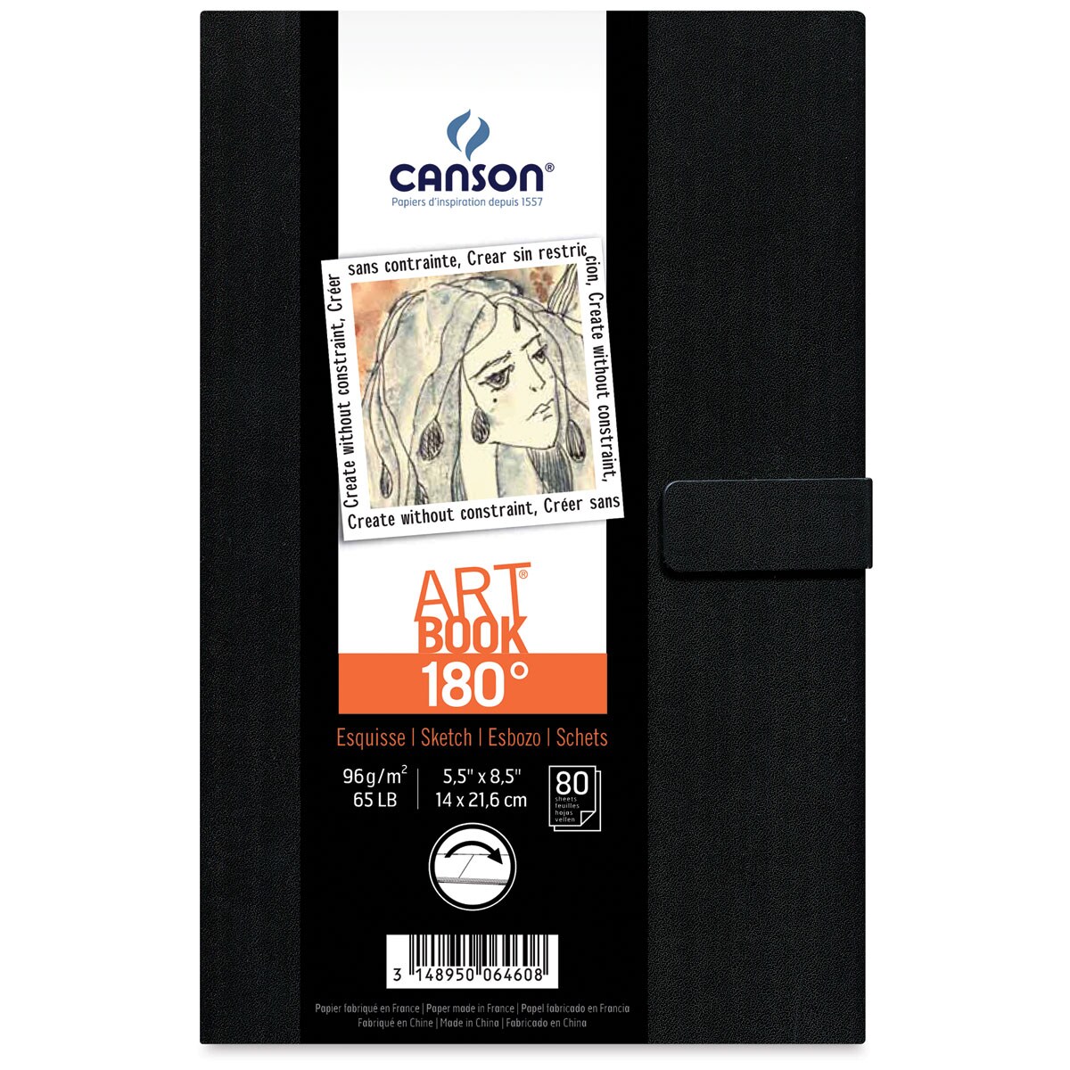 Canson 180 Degree Sketchbook - 8.5" x 5.5", Hardbound, 80 Sheets