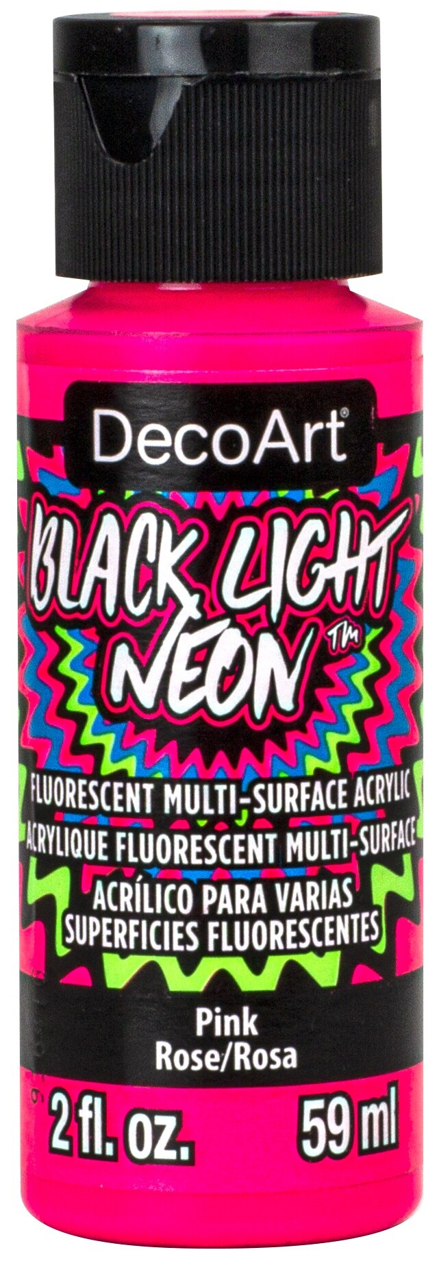 DecoArt Black Light Neon Acrylic Paint 2oz-Pink