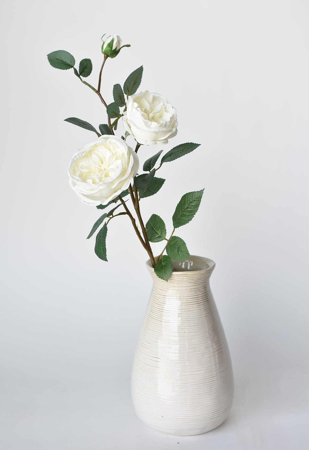 29&#x22; Faux Cabbage Rose Stem White