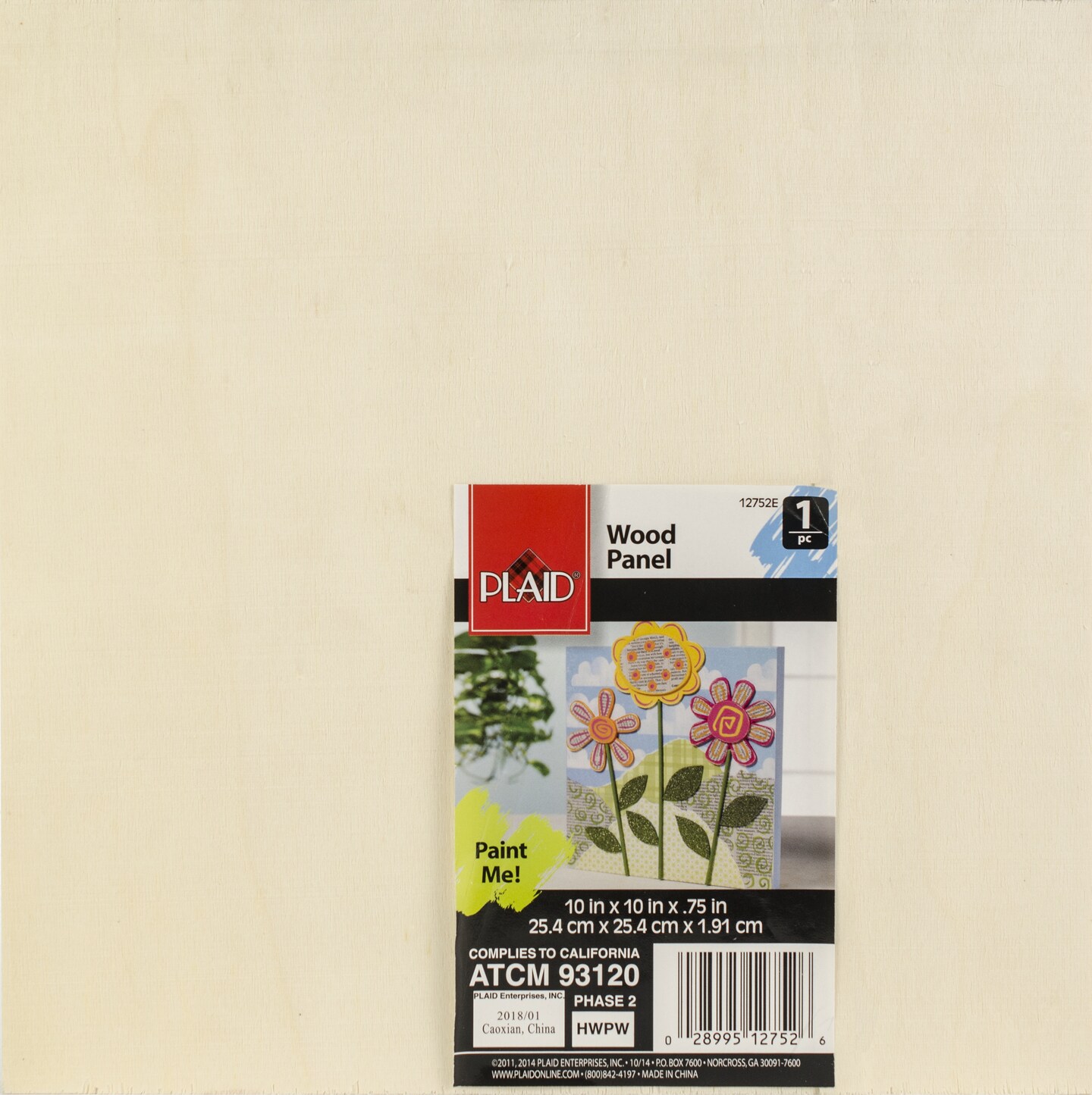 Plaid Wood Canvas Panel-10&#x22;X10&#x22;