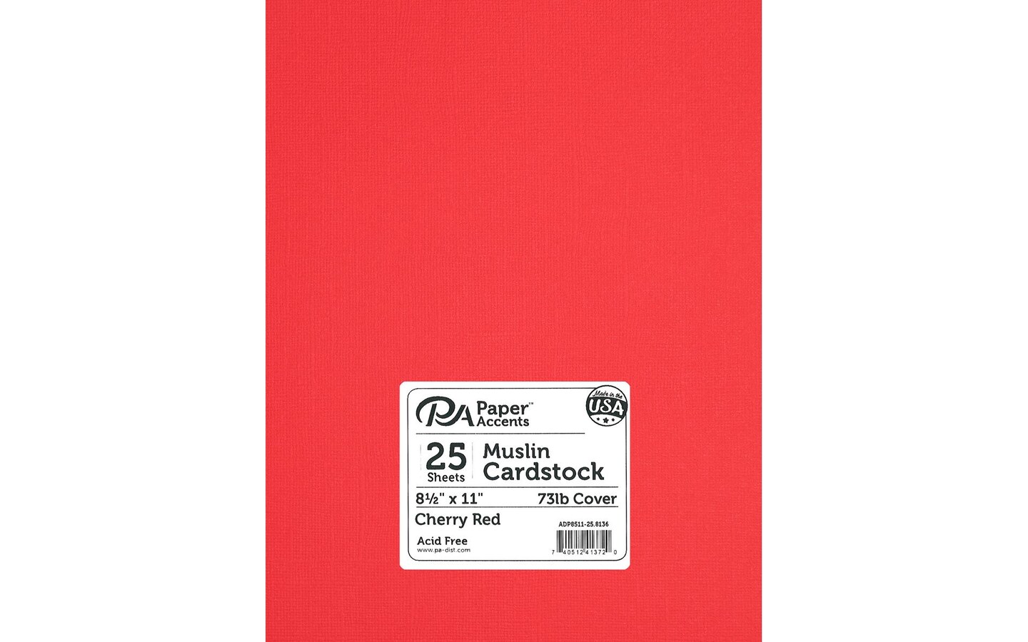 PA Paper Accents Textured Cardstock 8.5&#x22; x 11&#x22; Cherry Red, 73lb colored cardstock paper for card making, scrapbooking, printing, quilling and crafts, 25 piece pack