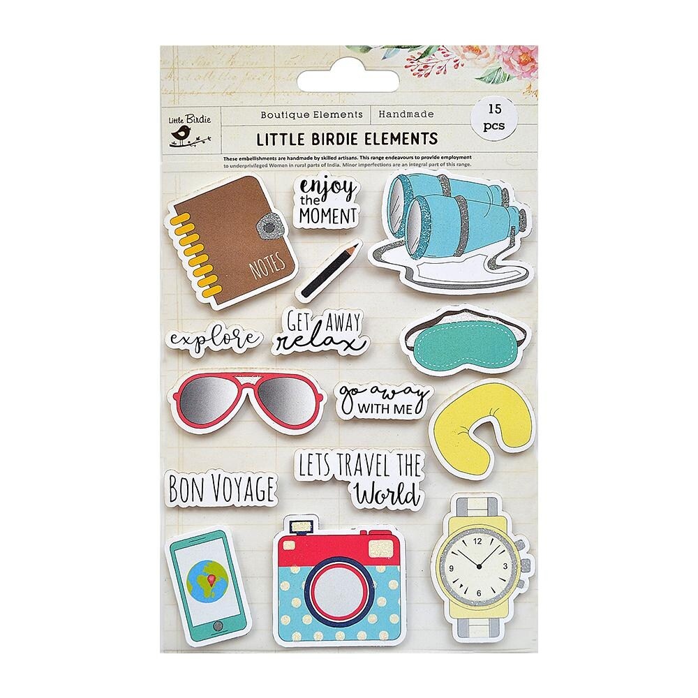 Little Birdie Lets Travel the World Sticker 15/Pkg-Lets Travel the World