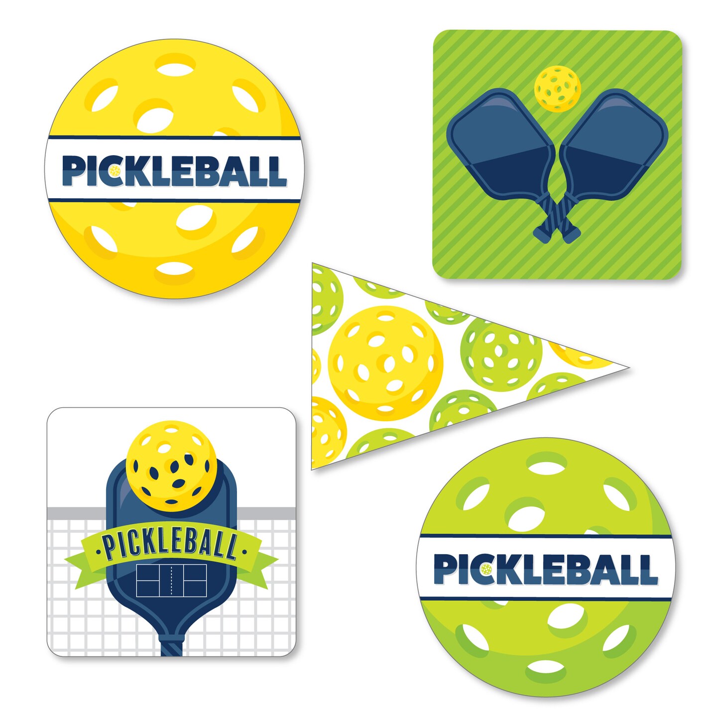 Big Dot of Happiness Let’s Rally - Pickleball - DIY Shaped Birthday or Retirement Party Cut-Outs - 24 Count
