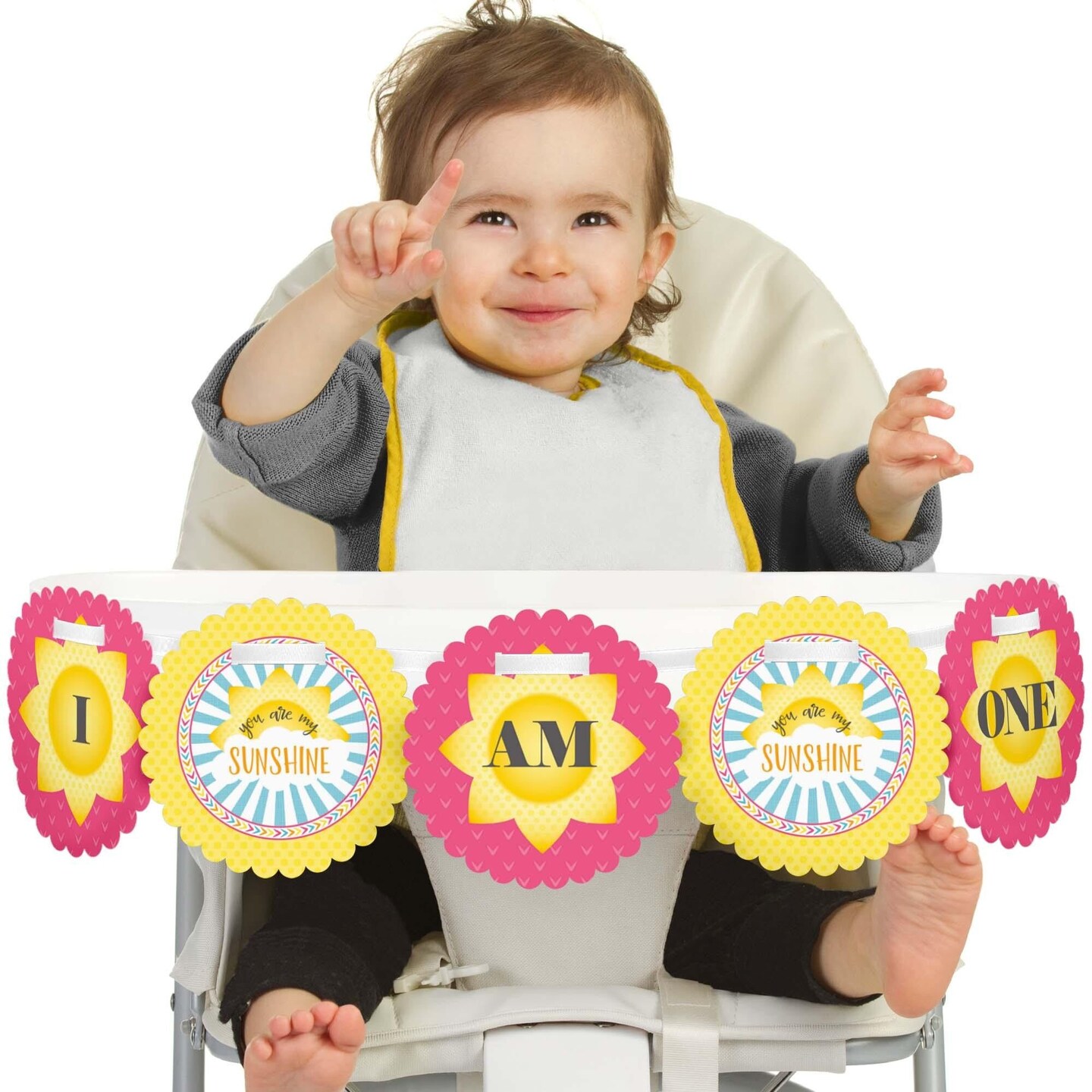 High chair one banner decorations for baby's birthday