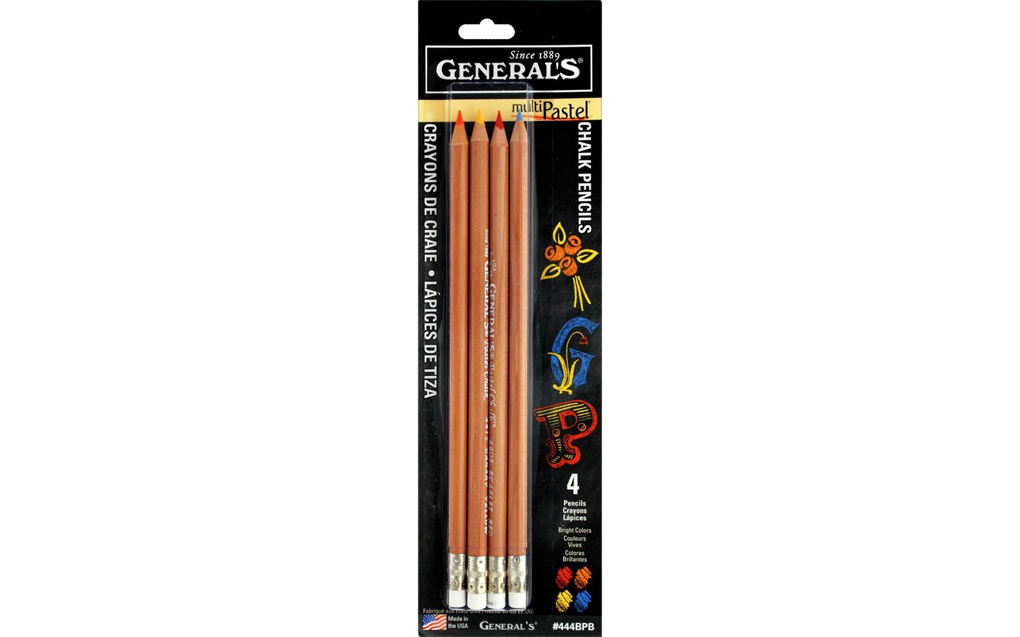 General's MultiPastel Chalk Pencil Set Bright 4pc Michaels