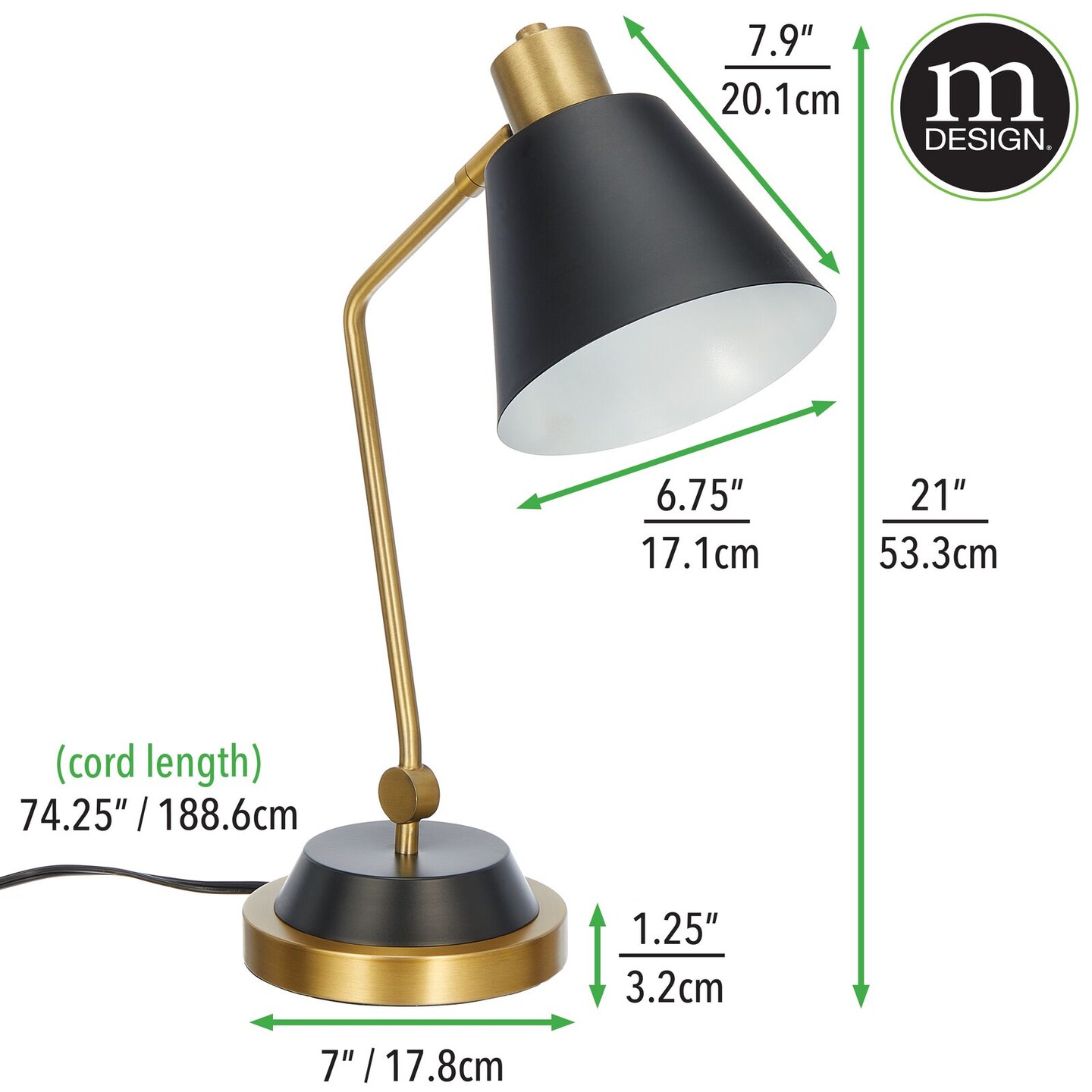 mDesign Curved Metal Desk Lamp