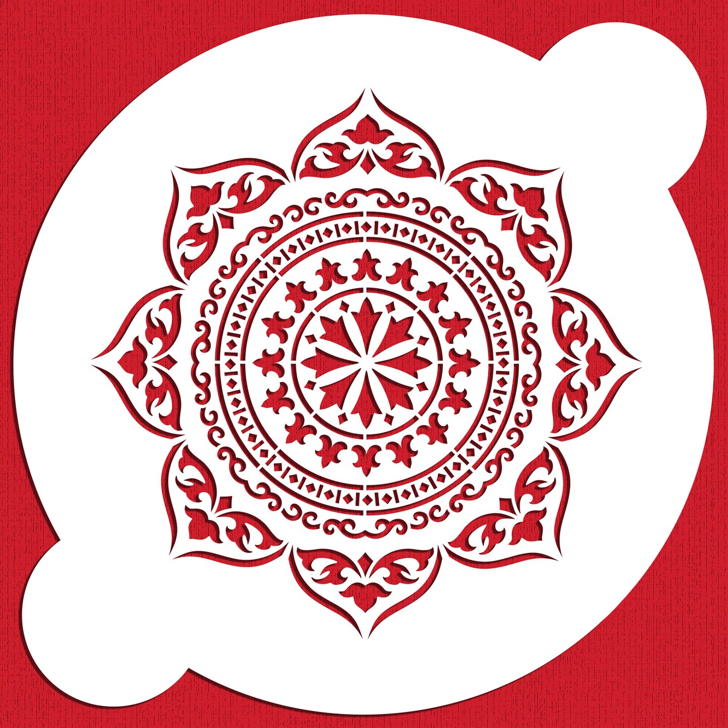 Moroccan Medallion Cake Stencil | C713 by Designer Stencils | Cake Decorating Tools | Baking Stencils for Royal Icing, Airbrush, Dusting Powder | Reusable Plastic Food Grade Stencil for Cakes | Easy to Use & Clean Cake Stencil