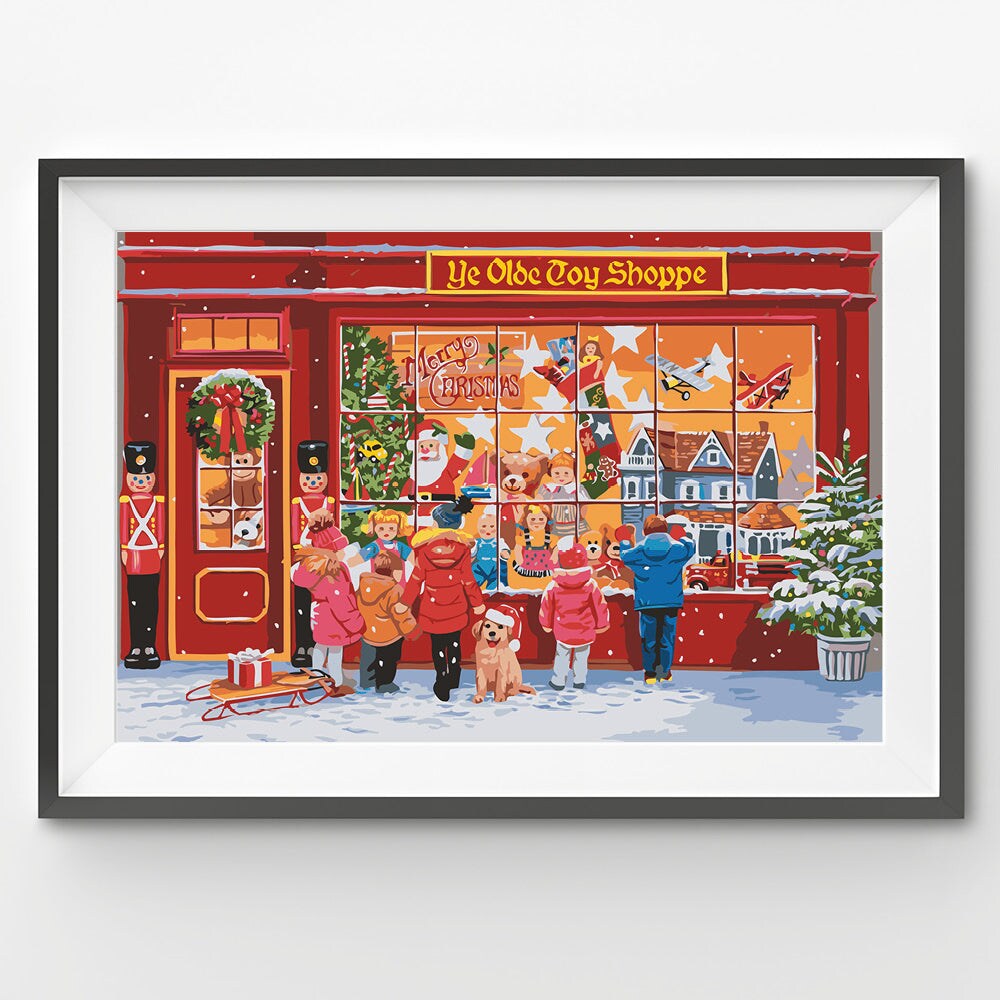 Wishful Window Shopping - Christmas – Paint by Numbers Kit | Holiday Art Project | DIY Painting