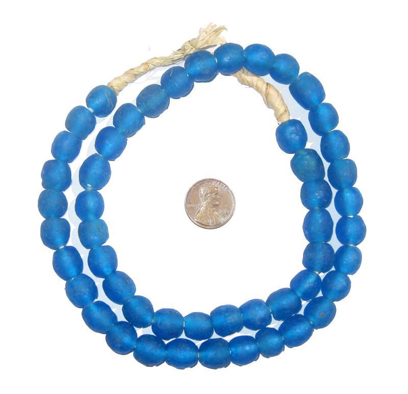 The Bead Chest African Recycled Glass Beads 11mm Full Strand Eco Friendly Fair Trade Sea Glass Beads from Ghana Handmade Ethnic Round Spherical