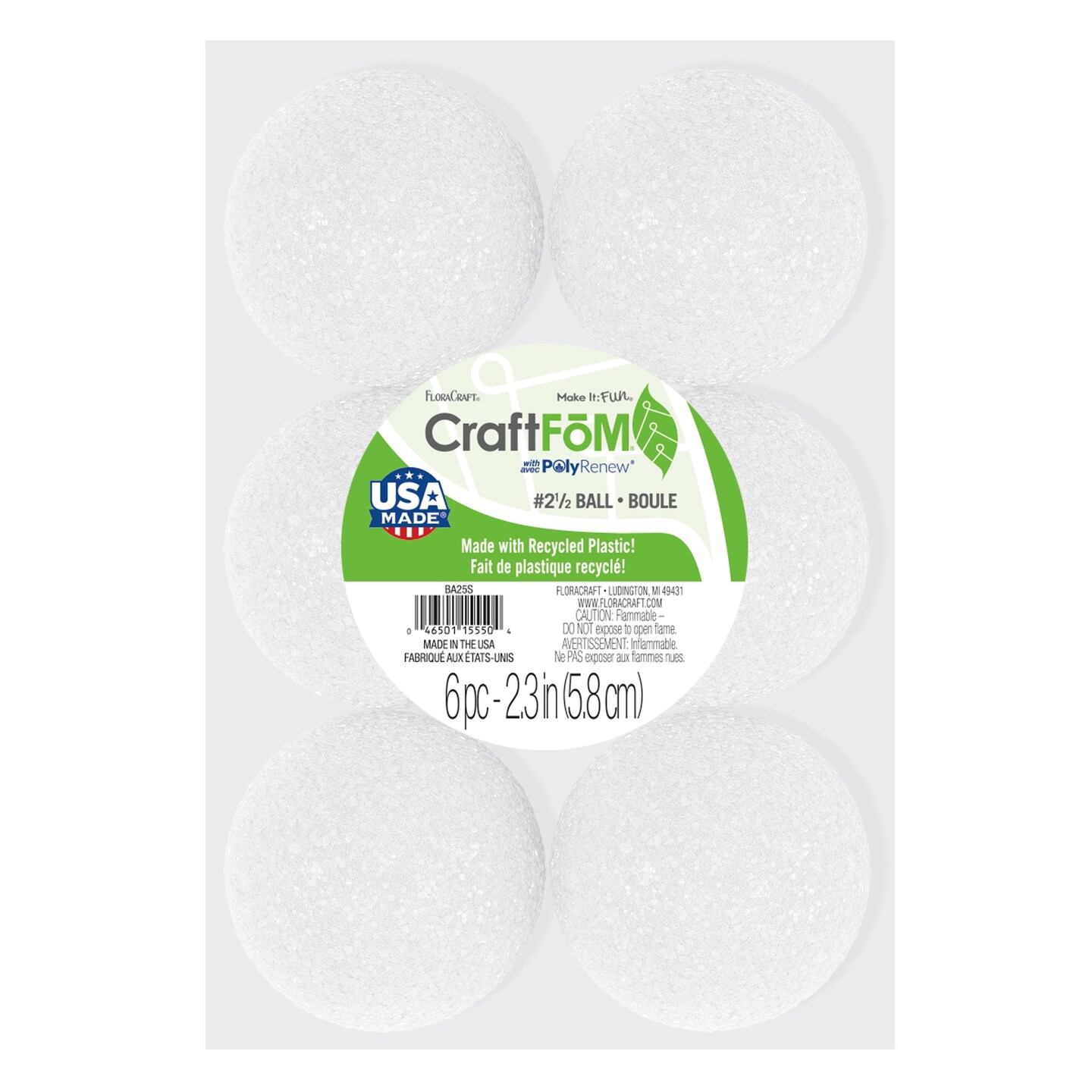 FloraCraft CraftFoM Ball 6/Pkg-2.3&#x22;