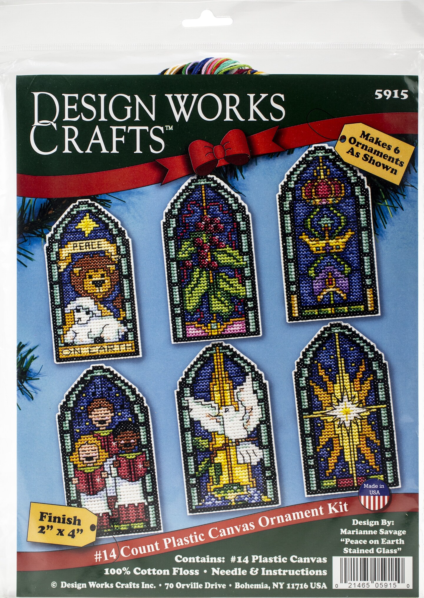 Design Works Plastic Canvas Ornament Kit 2"X4" Set Of 6-Peace On Earth