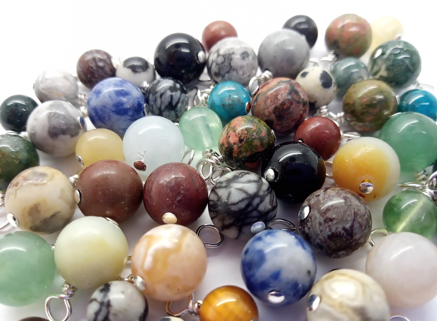 Gemstone Bead Charm Mix, 20 pieces, Assorted Stone Dangles, Adorabilities