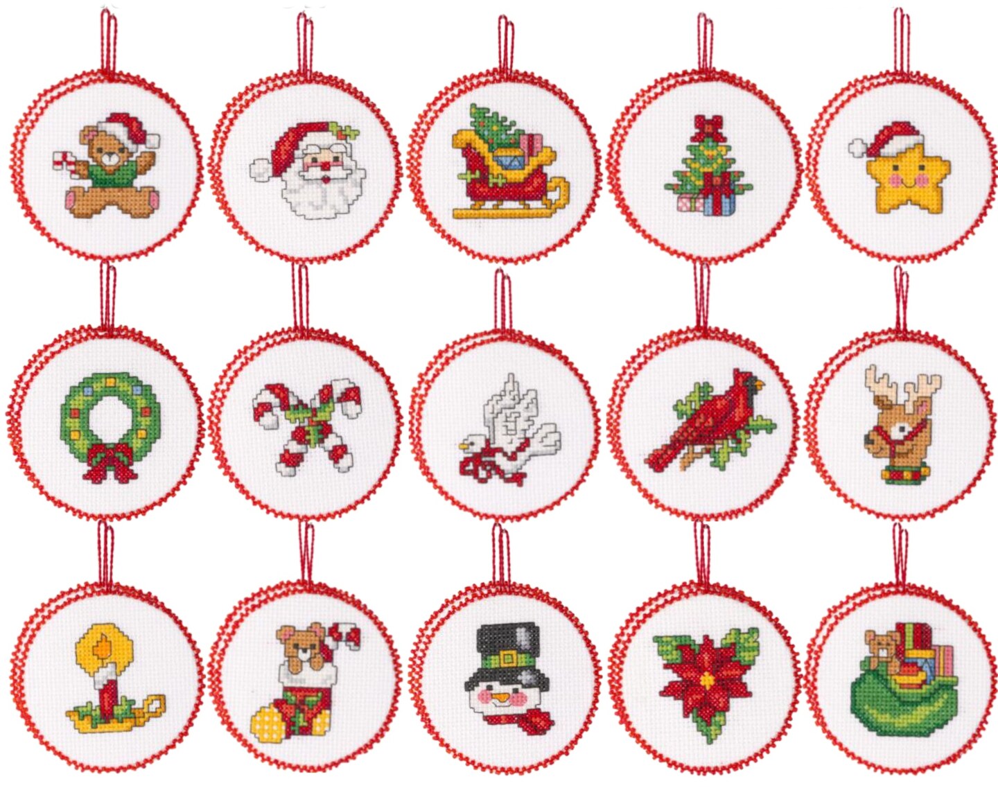 Bucilla Counted Cross Stitch Kit 2.75" Round 30/Pkg-Classic Christmas Ornaments