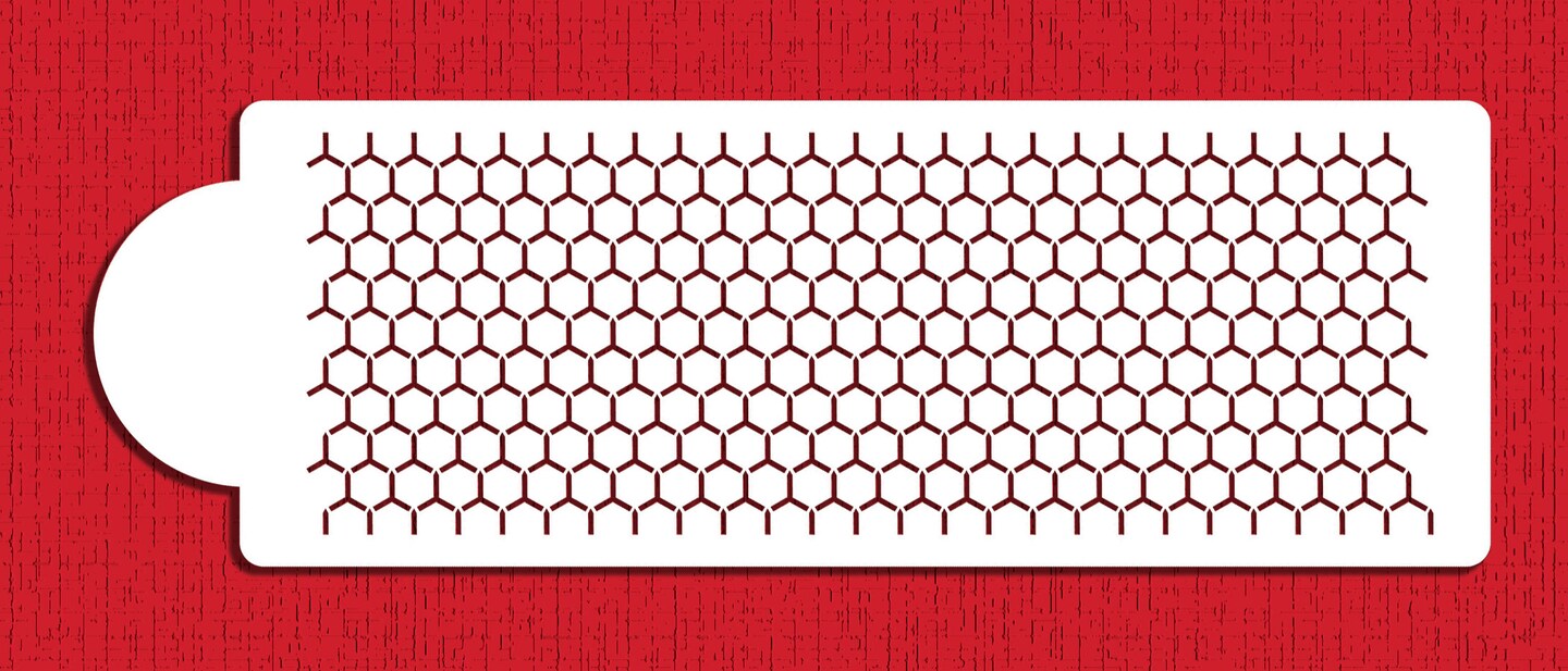 Honeycomb Cake Stencil Side | C773 by Designer Stencils | Cake Decorating Tools | Baking Stencils for Royal Icing, Airbrush, Dusting Powder | Reusable Plastic Food Grade Stencil for Cakes | Easy to Use &#x26; Clean Cake Stencil