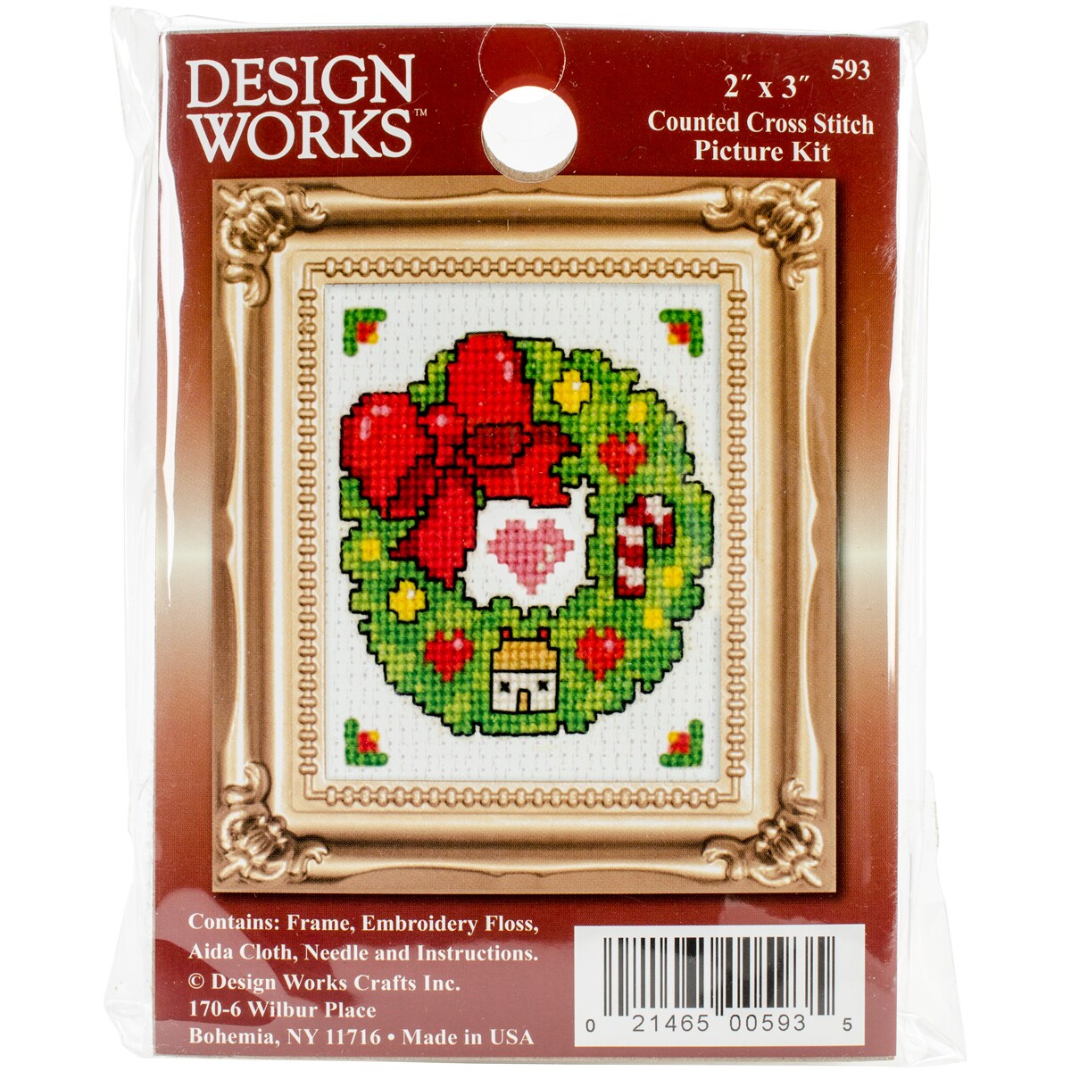 Design Works Counted Cross Stitch Kit 2&#x22;X3&#x22;-Wreath (18 Count)