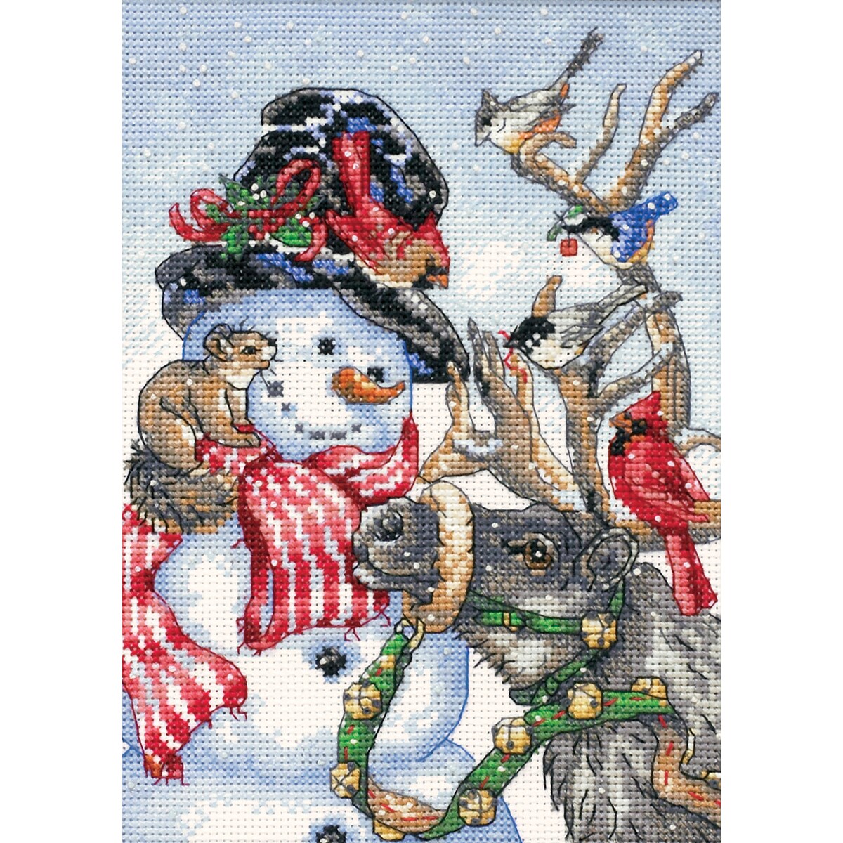 Dimensions Gold Petite Counted Cross Stitch Kit 5&#x22;X7&#x22;-Snowman &#x26; Reindeer