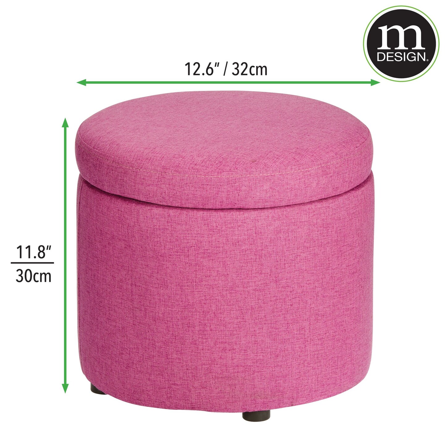 mDesign Modern Small Round Footstool Storage Ottoman Furniture Seat ...