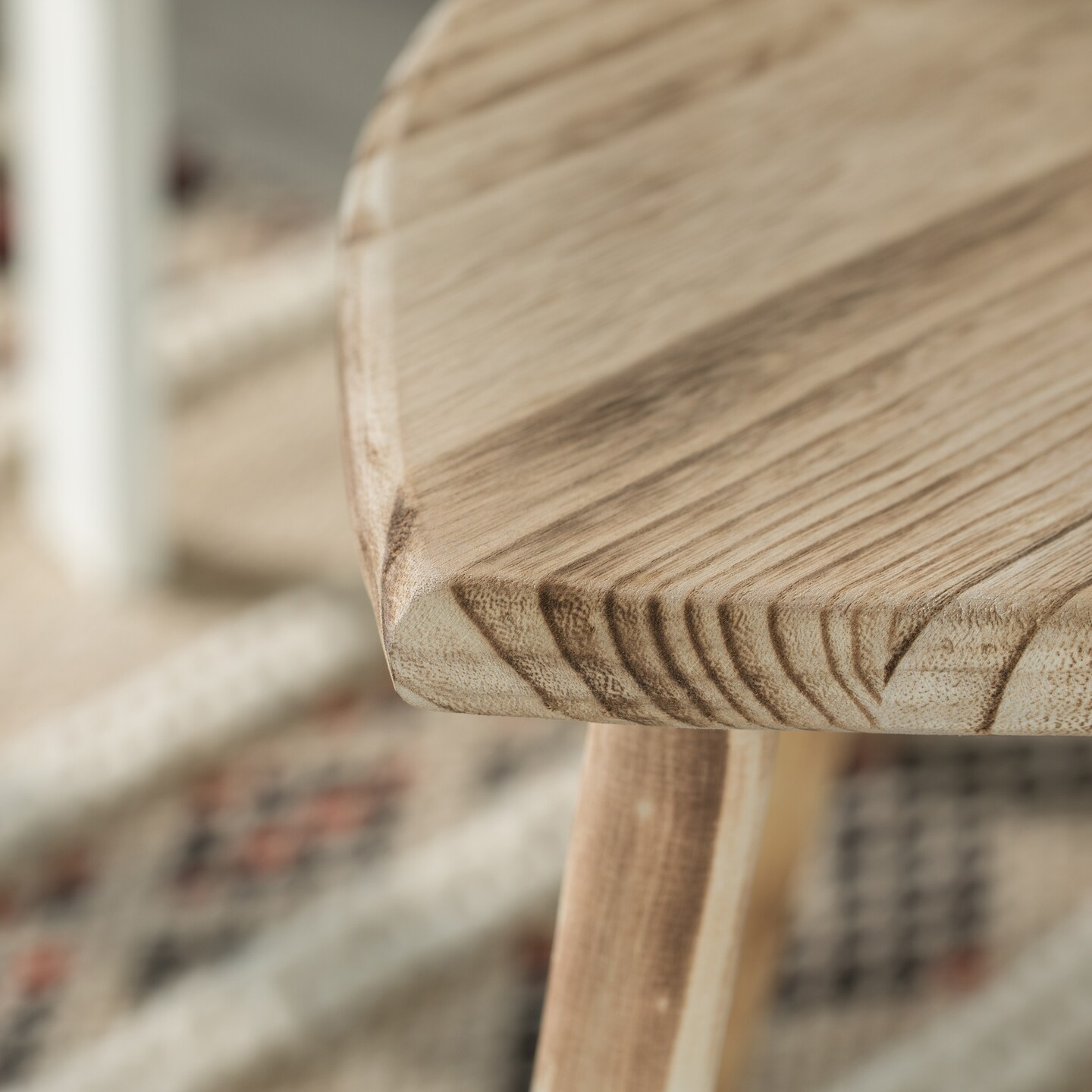 Decorative Antique Heart Shaped Natural Wooden Accent Stool, Classic Room Decoration