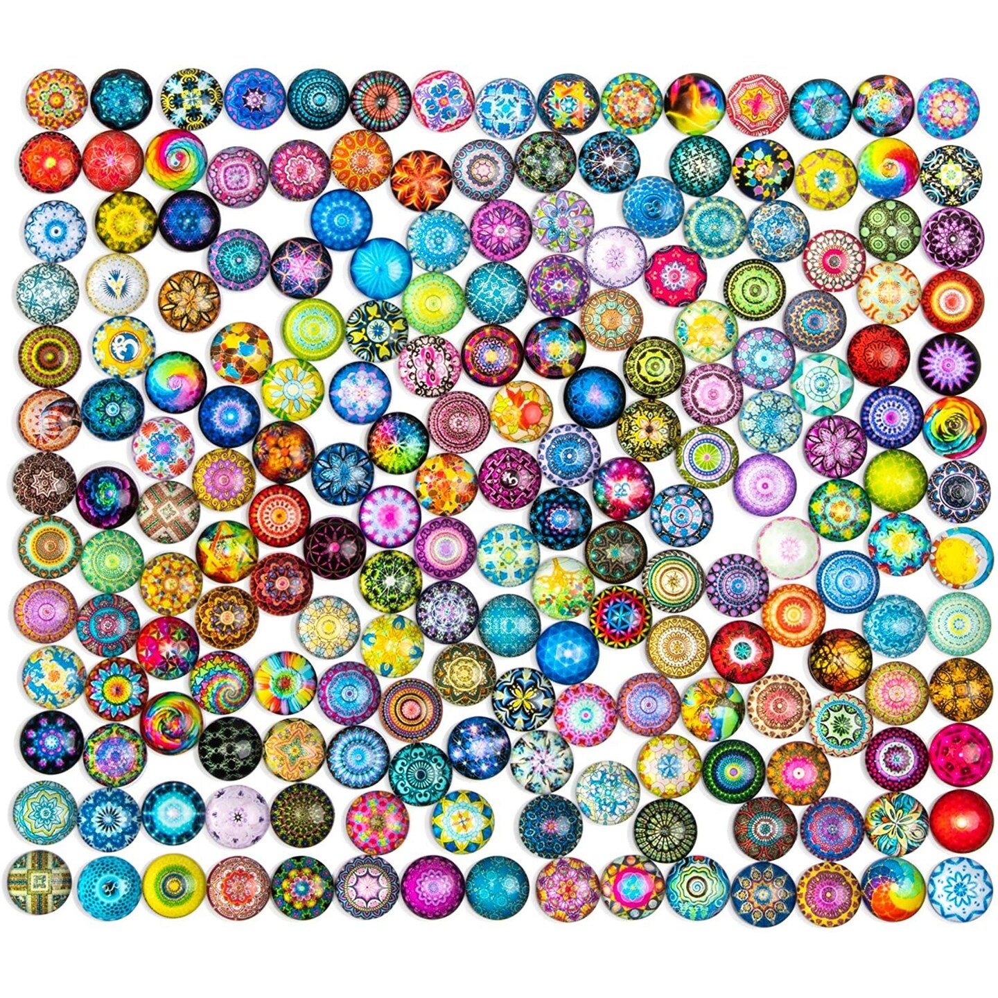 Glass Dome Cabochon Mosaic Tiles, Jewelry Making Kit (0.47 in, 200 Pieces)