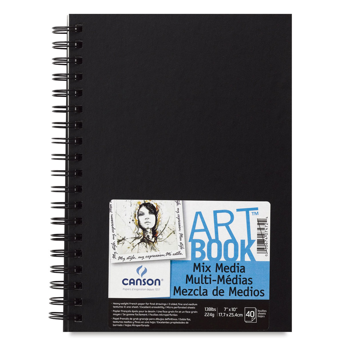 Canson Mix Media Spiral Bound Art Book - 12&#x22; x 9&#x22;, Portrait, 40 Sheets