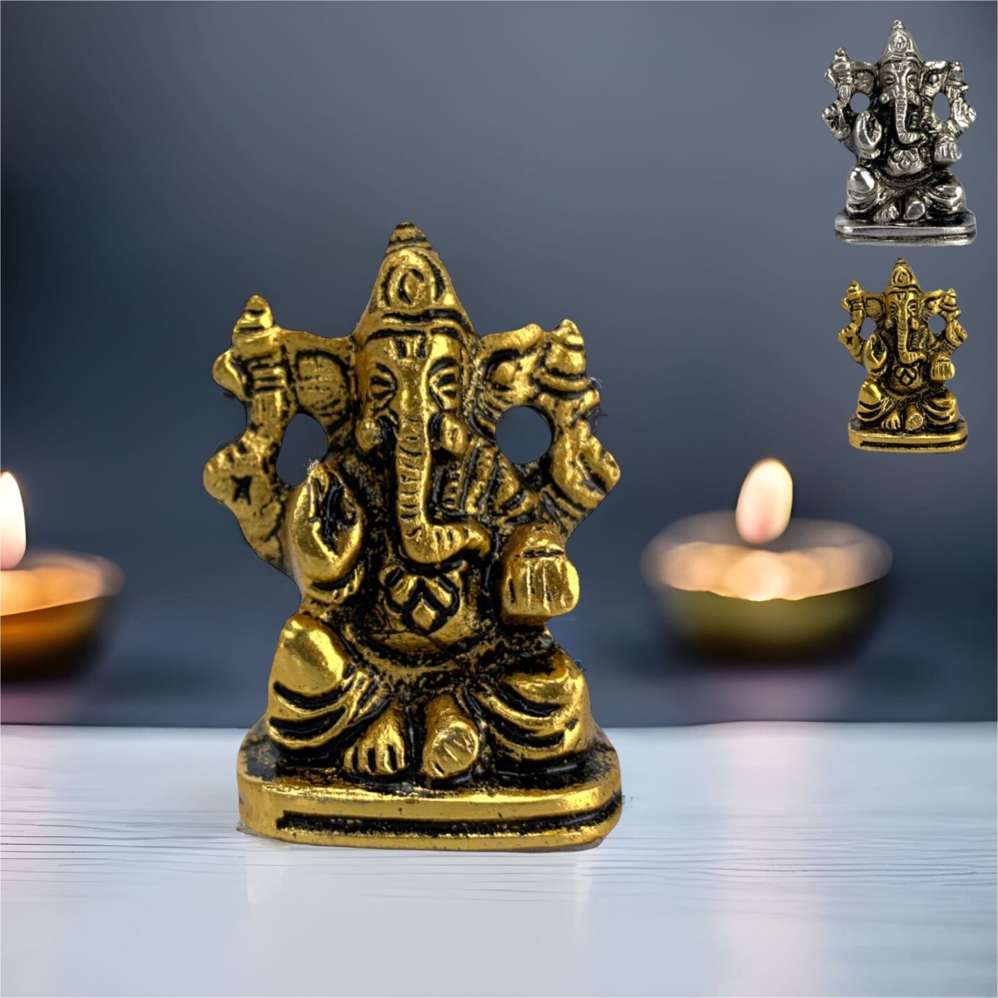 Gold, Silver Plated Car Ganesha, Ganesha Pooja Favor, Housewarming ...