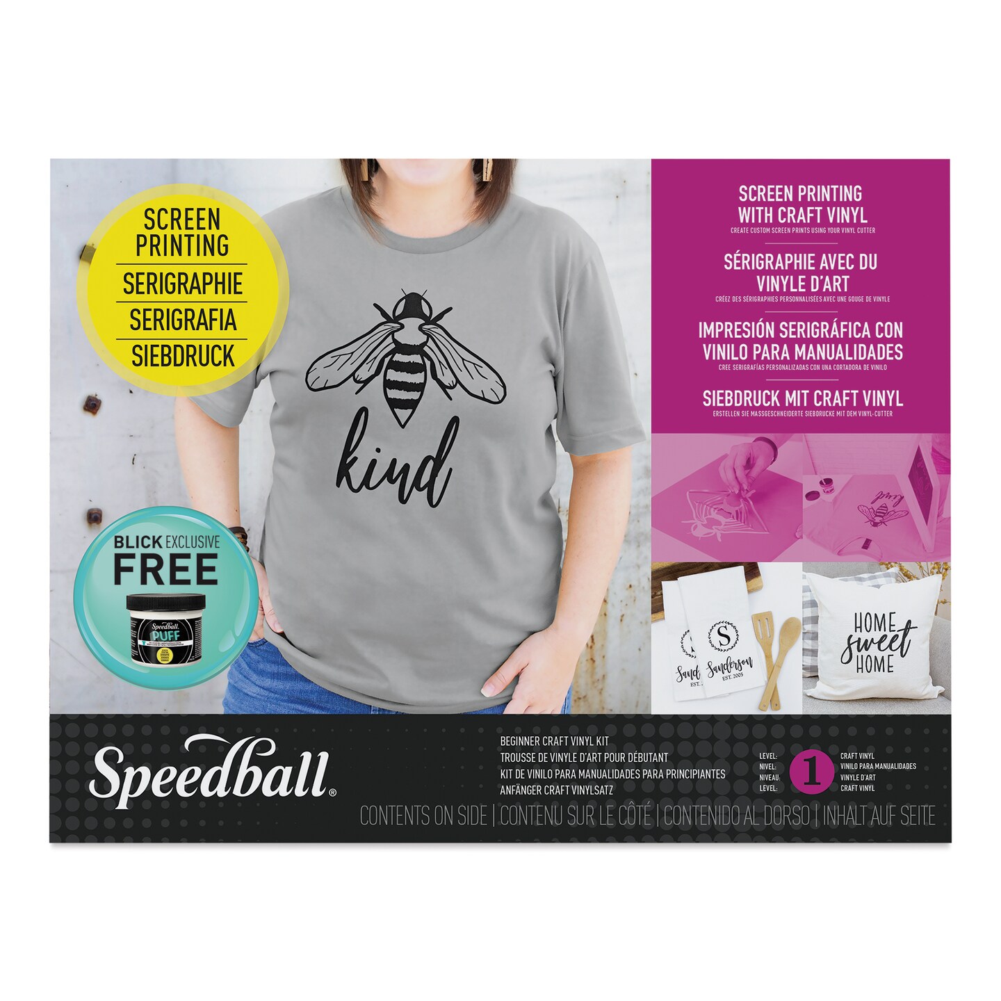 Speedball Beginner Craft Vinyl Screen Printing Kit with Bonus Puff Additive