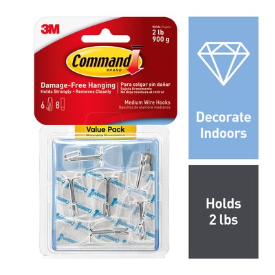 Command&#x2122; Medium Clear Wire Toggle Hook Value Pack 17065CLR-VP