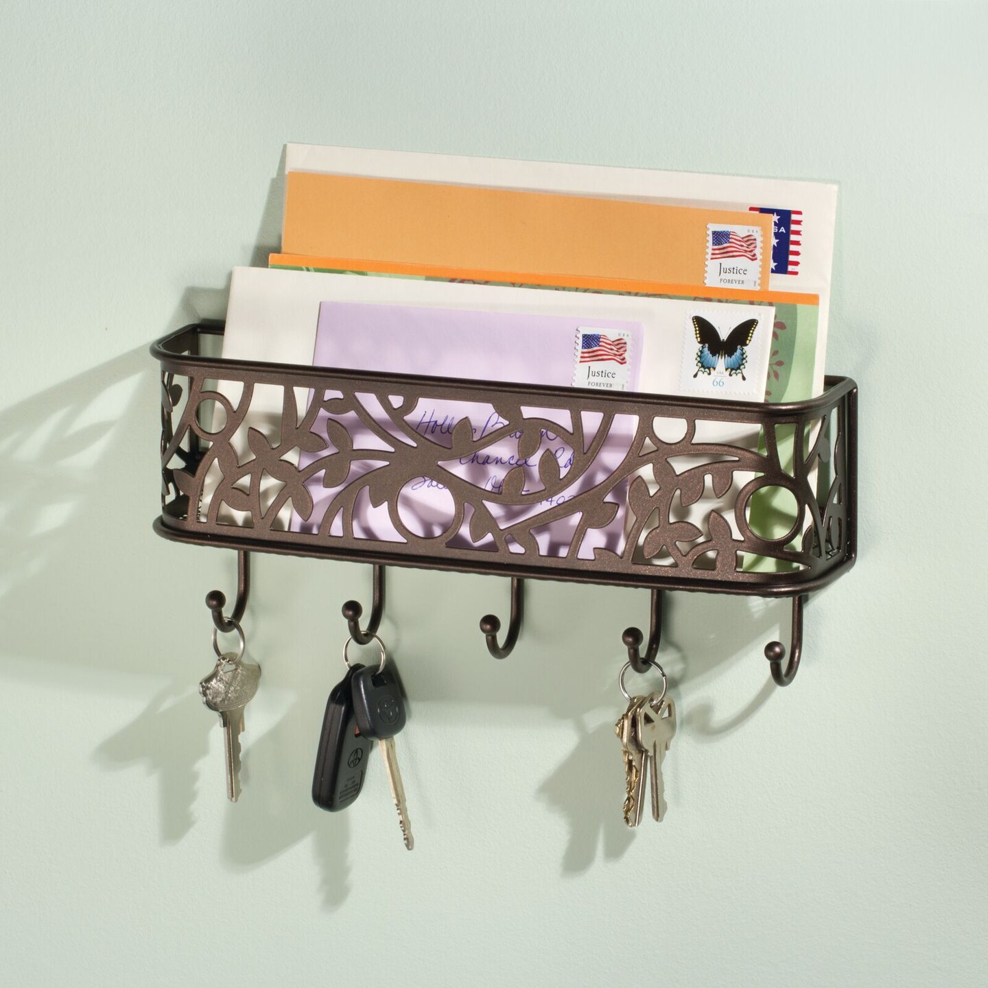 mDesign Metal Wall Mount Entryway Storage, Mail Sorter Basket