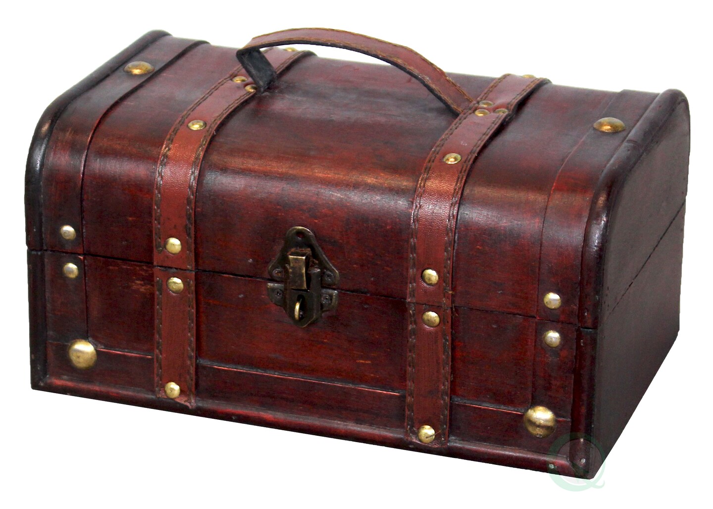 Decorative Vintage Wood Treasure box - Wooden Trunk Chest with Handle