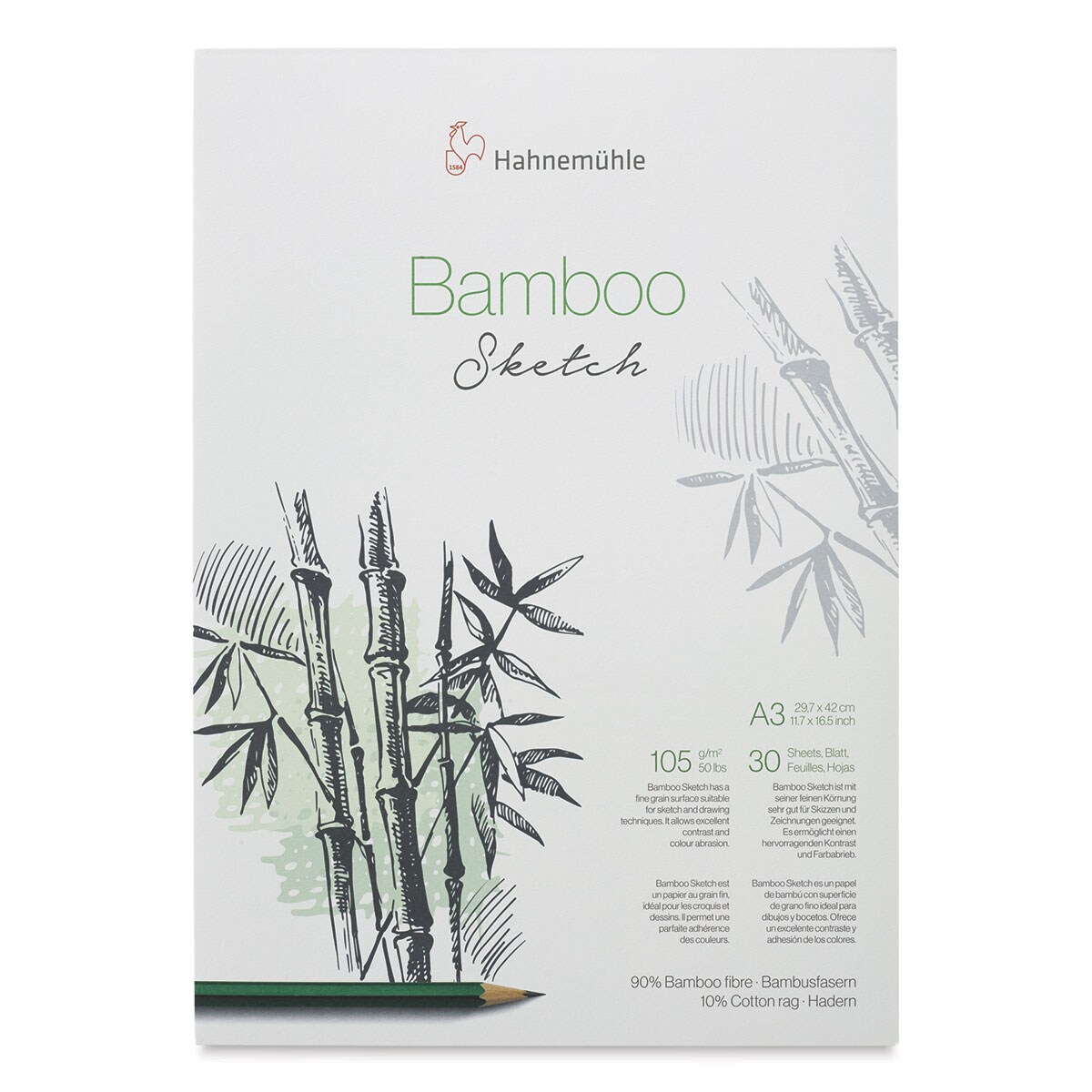 Hahnem&#xFC;hle Bamboo Sketch Pad - 11.7&#x22; x 16.5&#x22;, 30 Sheets