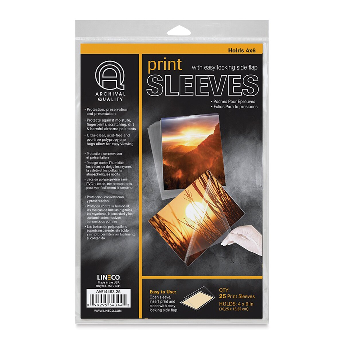 Lineco Digital Print Sleeve Pack - 4&#x22; x 6&#x22;, Clear, Pkg of 25