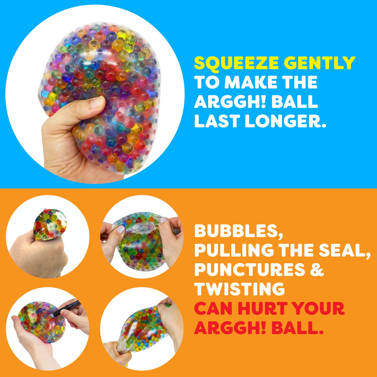 Power Your Fun Arggh Beaded Stress Ball for Adults and Kids