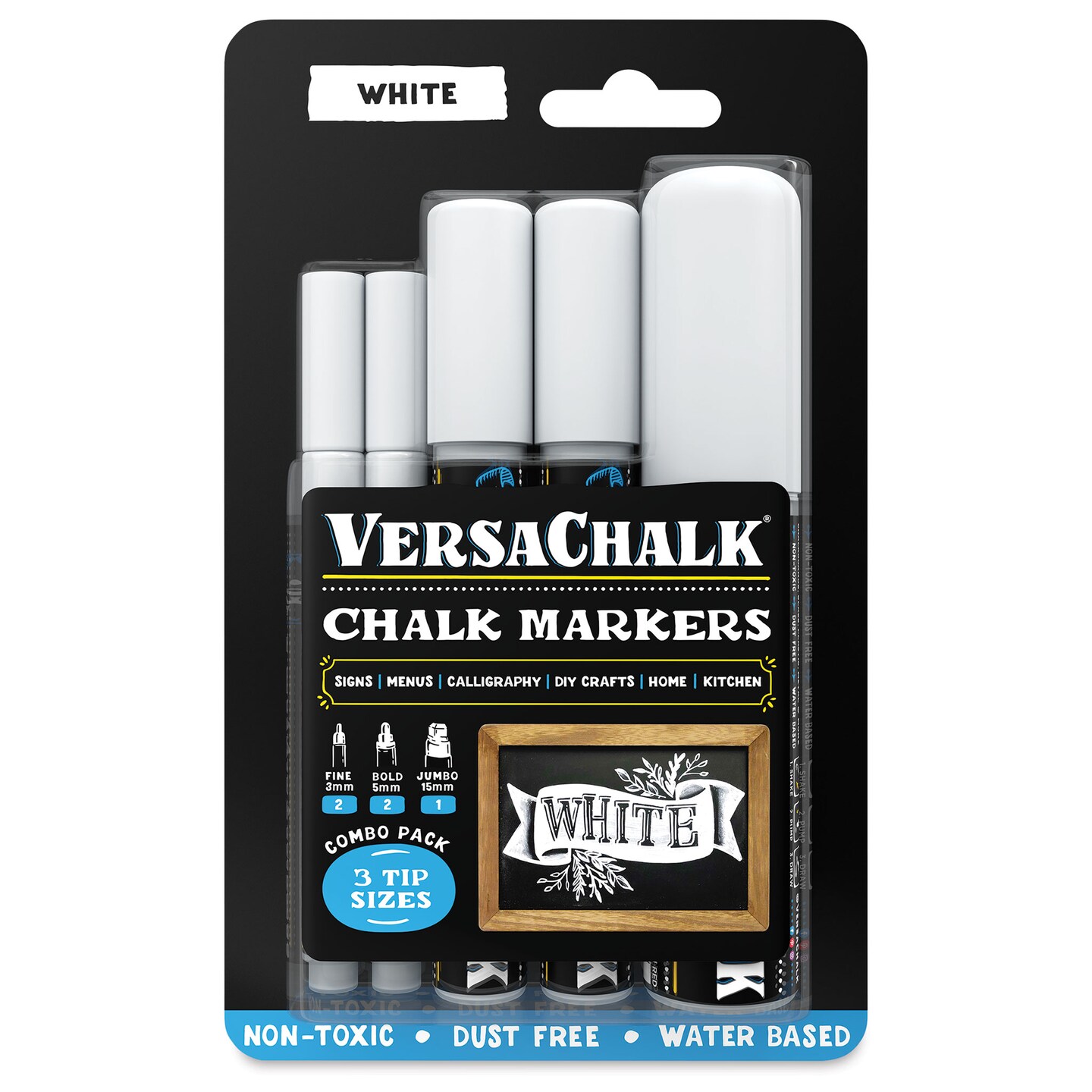 VersaChalk Liquid Chalk Markers - Set of 5, White, Assorted Sizes