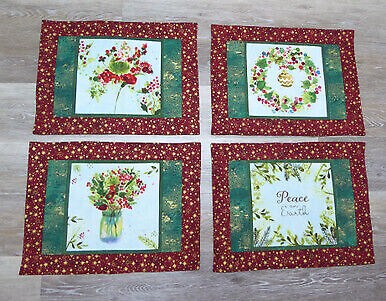 Holiday Placemats Starry Border, Floral Middle Created, Handmade and