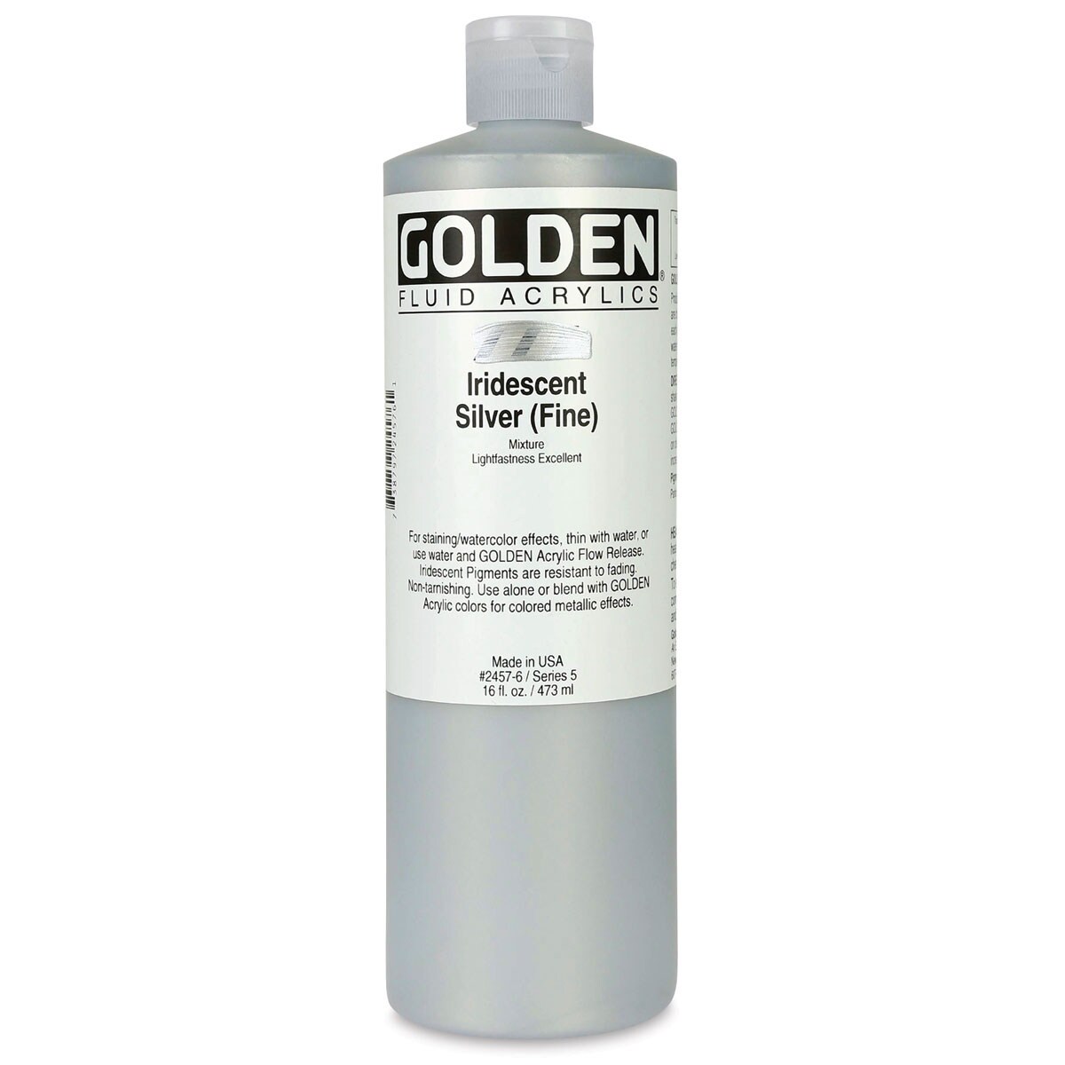 Golden Fluid Acrylics - Iridescent Silver (Fine), 16 oz bottle
