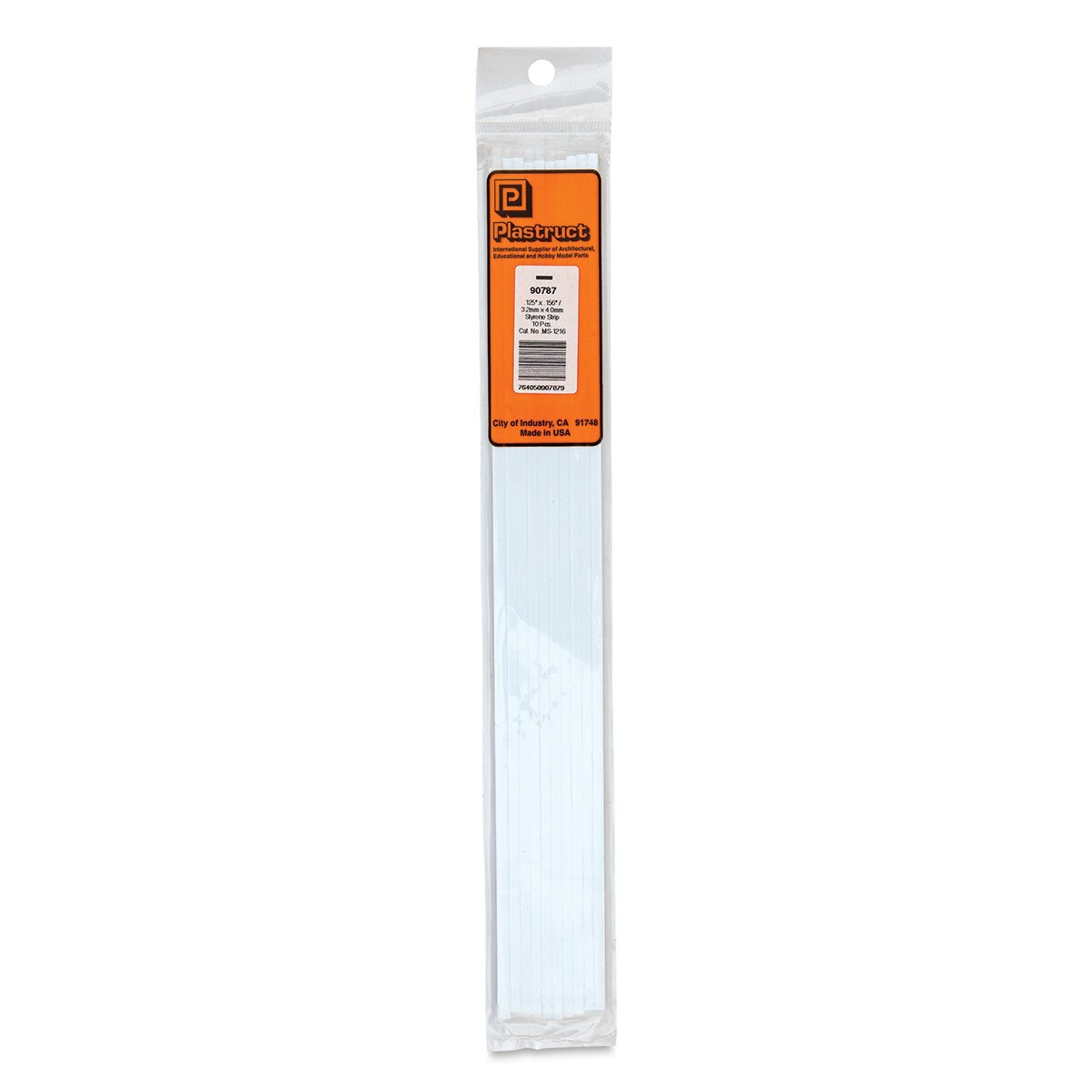 Plastruct Plastic Strip - Pkg of 10, 0.125&#x22; H &#xD7; 0.156&#x22; W &#xD7; 10&#x22; L