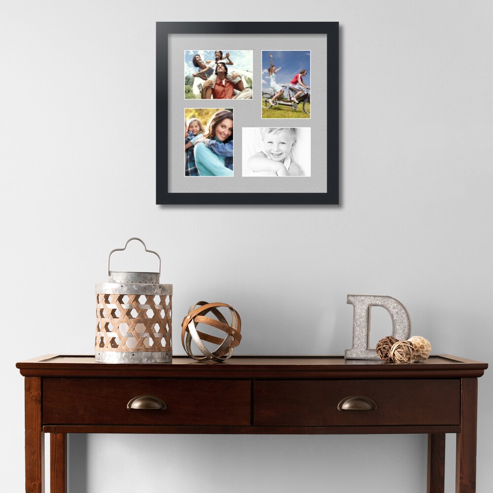 ArtToFrames Collage Photo Picture Frame with 4 - 5x7 inch Openings, Framed in Black with Over 62 Mat Color Options and Plexi Glass (CSM-3926-179)