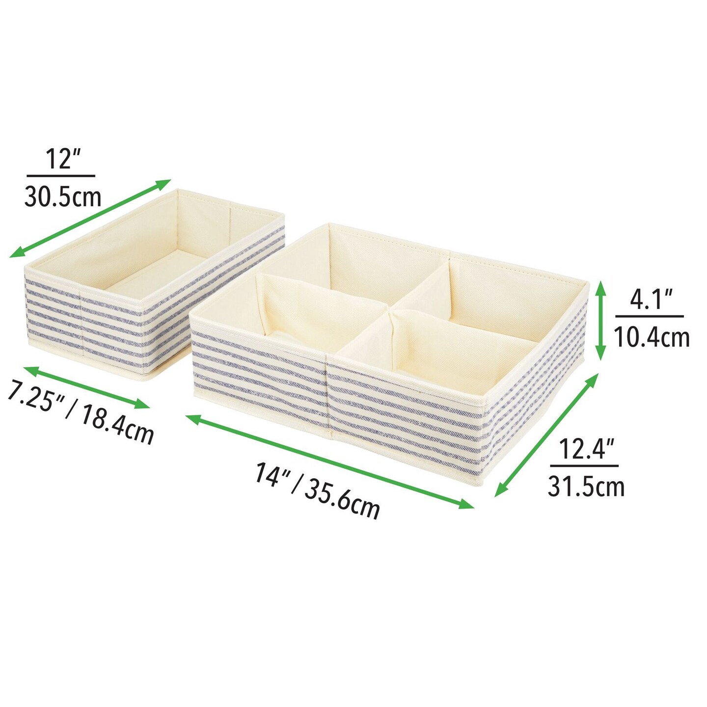 mDesign Fabric Drawer/Closet Divided Organizers, Set of 5