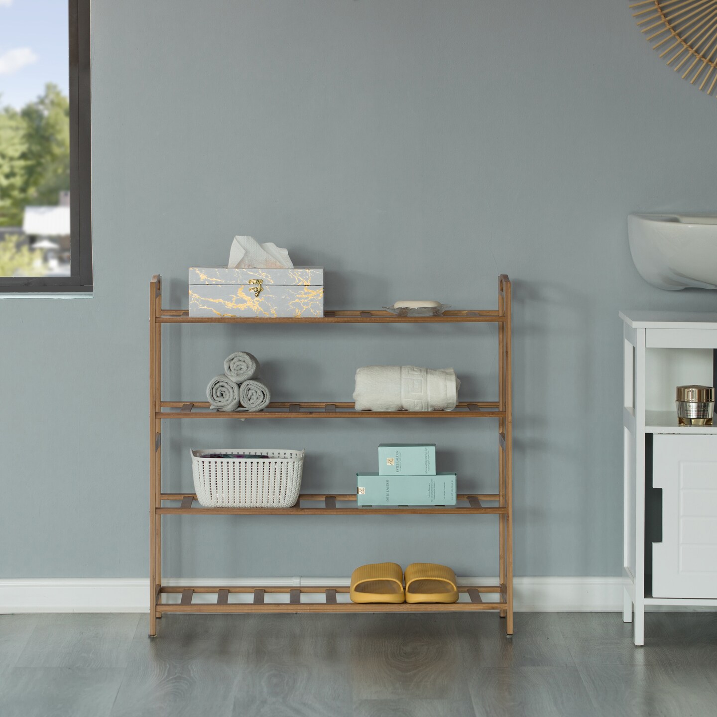 Bamboo Storage Shoe Rack, Free Standing Shoe Organizer Storage Rack