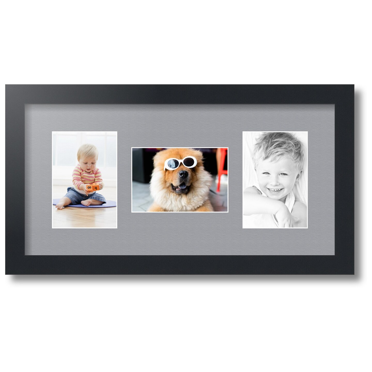 ArtToFrames Collage Photo Picture Frame with 3 - 4x6 inch Openings, Framed in Black with Over 62 Mat Color Options and Regular Glass (CSM-3926-113)